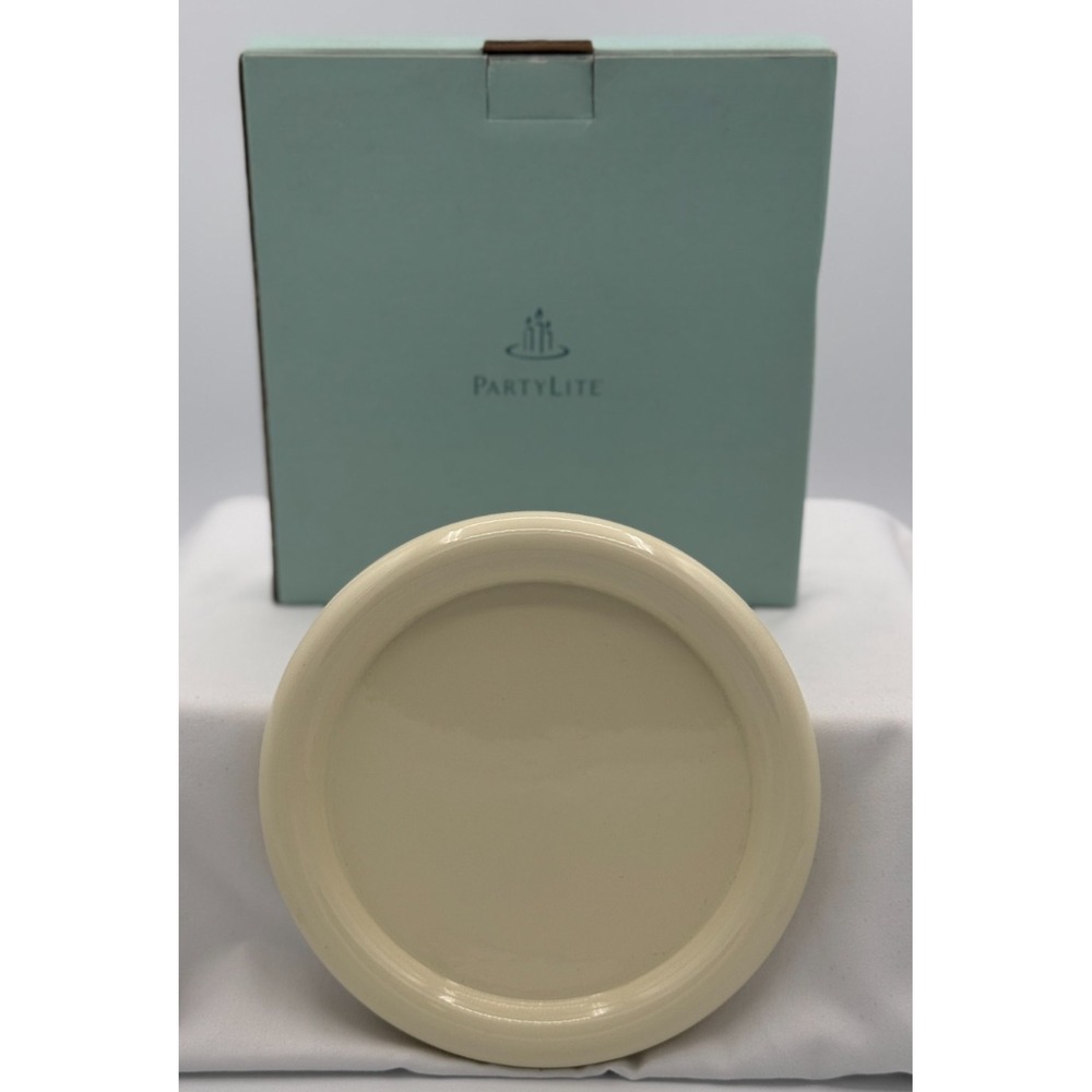 Partylite P8013 Ivory Glazed Pillar Holder - Candle Holder - NEW Open Box